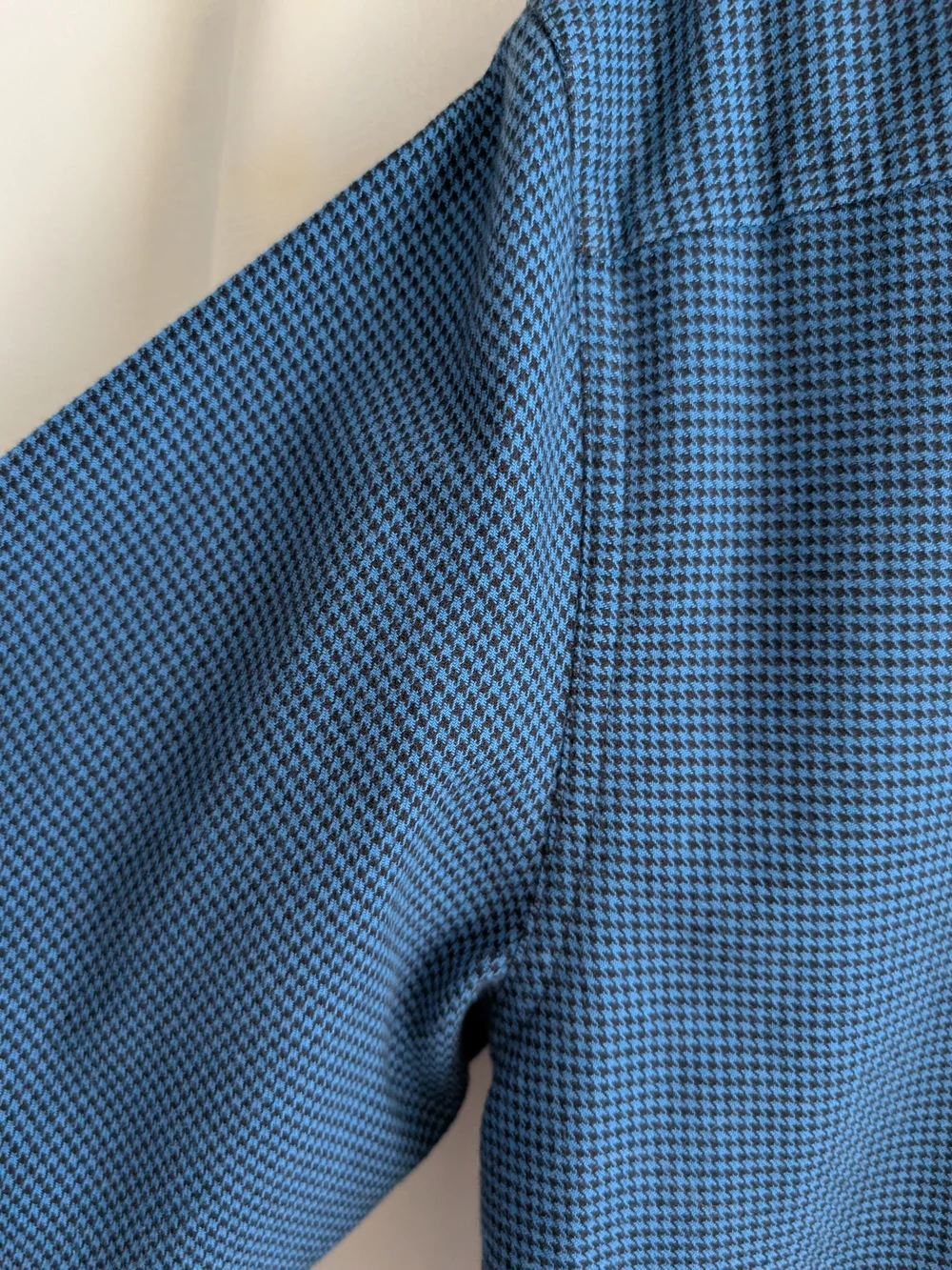 L.L. Bean Blue Black Houndstooth Cotton Flannel Button-Down Shirt - L Tall